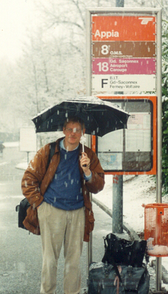 Waiting for a bus to airport in Geneve